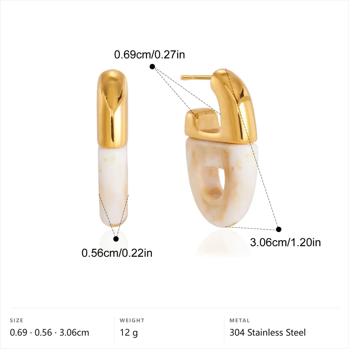 Two-Tone Chunky Hoop Earrings — Resin Hoop · Gold