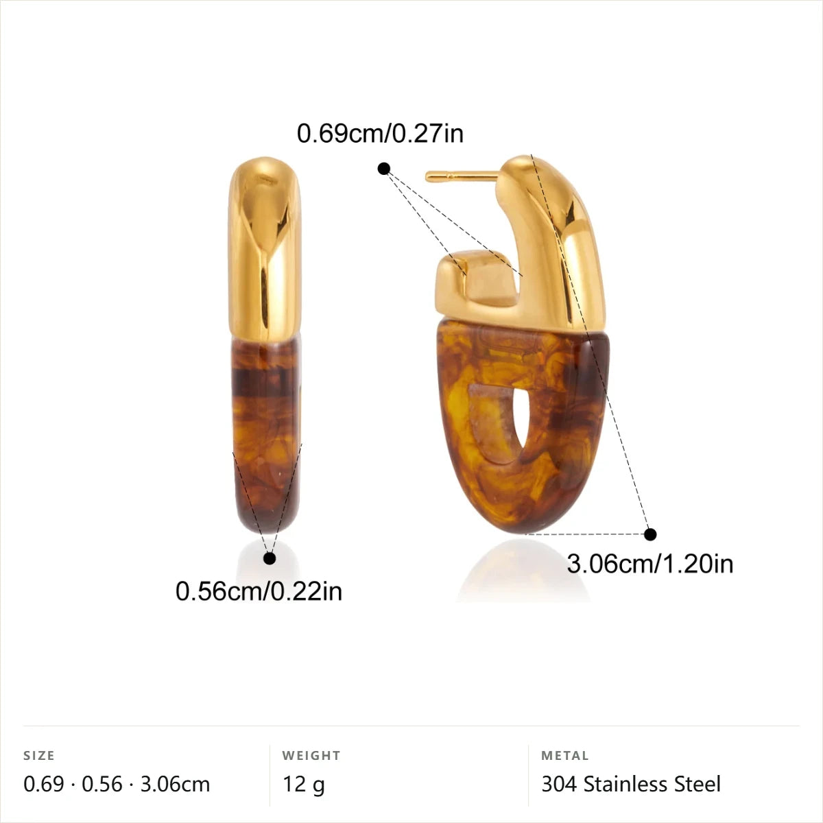 Two-Tone Chunky Hoop Earrings — Resin Hoop · Gold