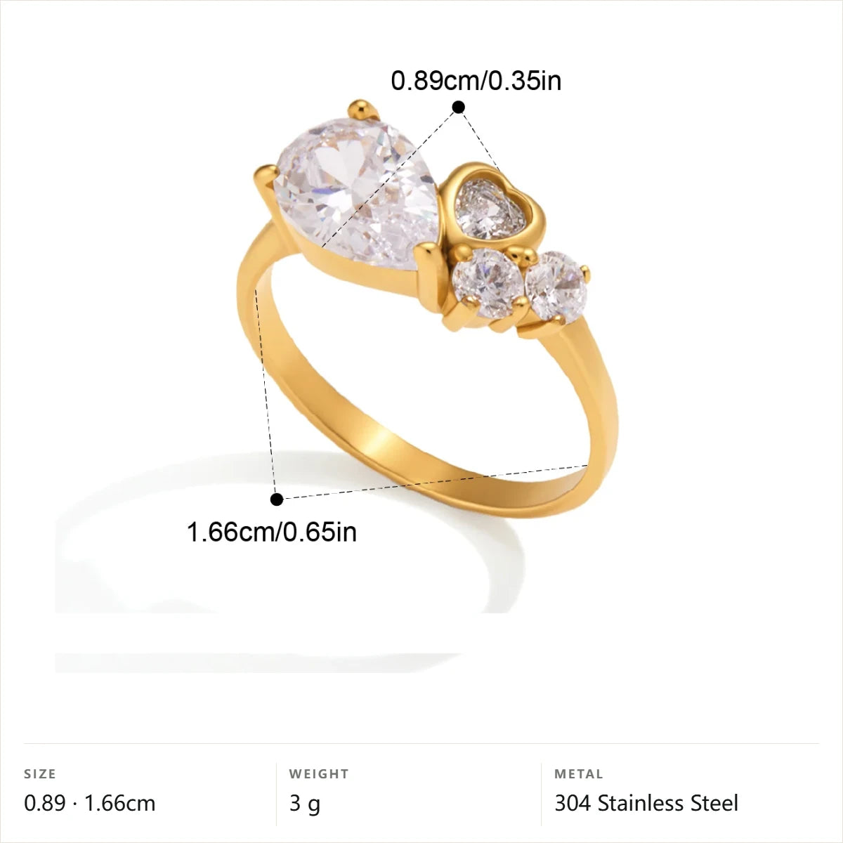 Pear Teardrop Cluster Ring — Pear Teardrop Trio · Gold · 6