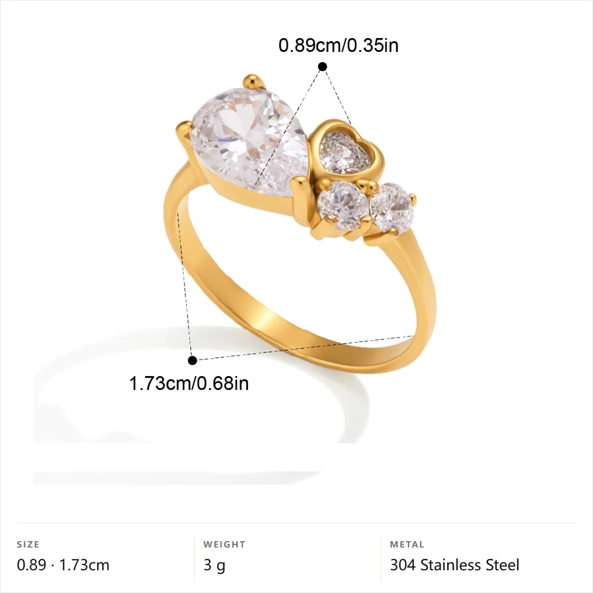 Pear Teardrop Cluster Ring — Pear Teardrop Trio · Gold · 7