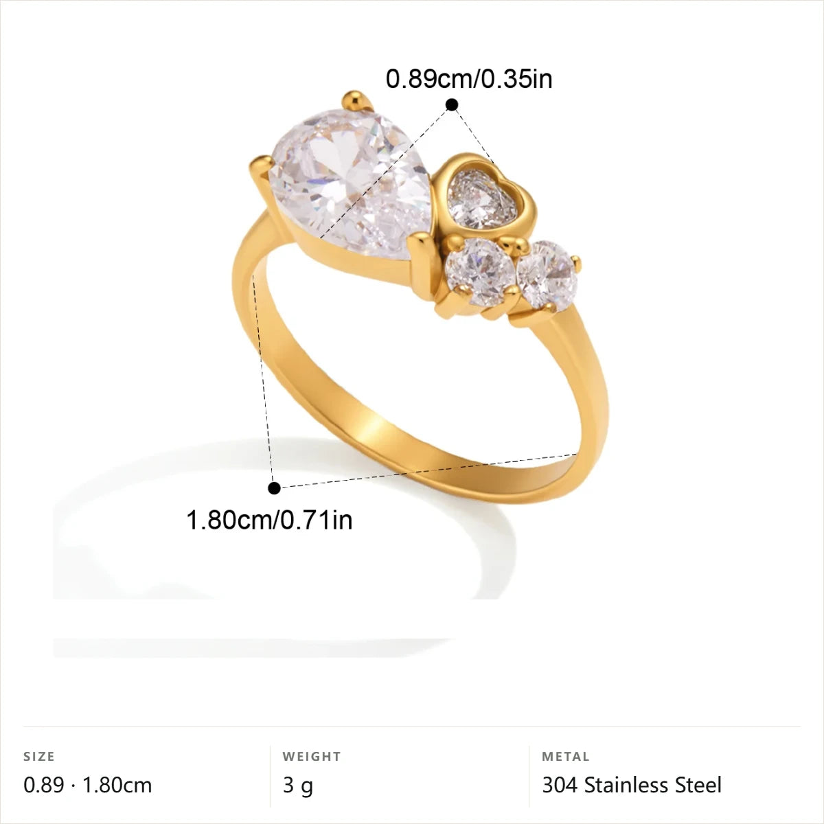 Pear Teardrop Cluster Ring — Pear Teardrop Trio · Gold · 8
