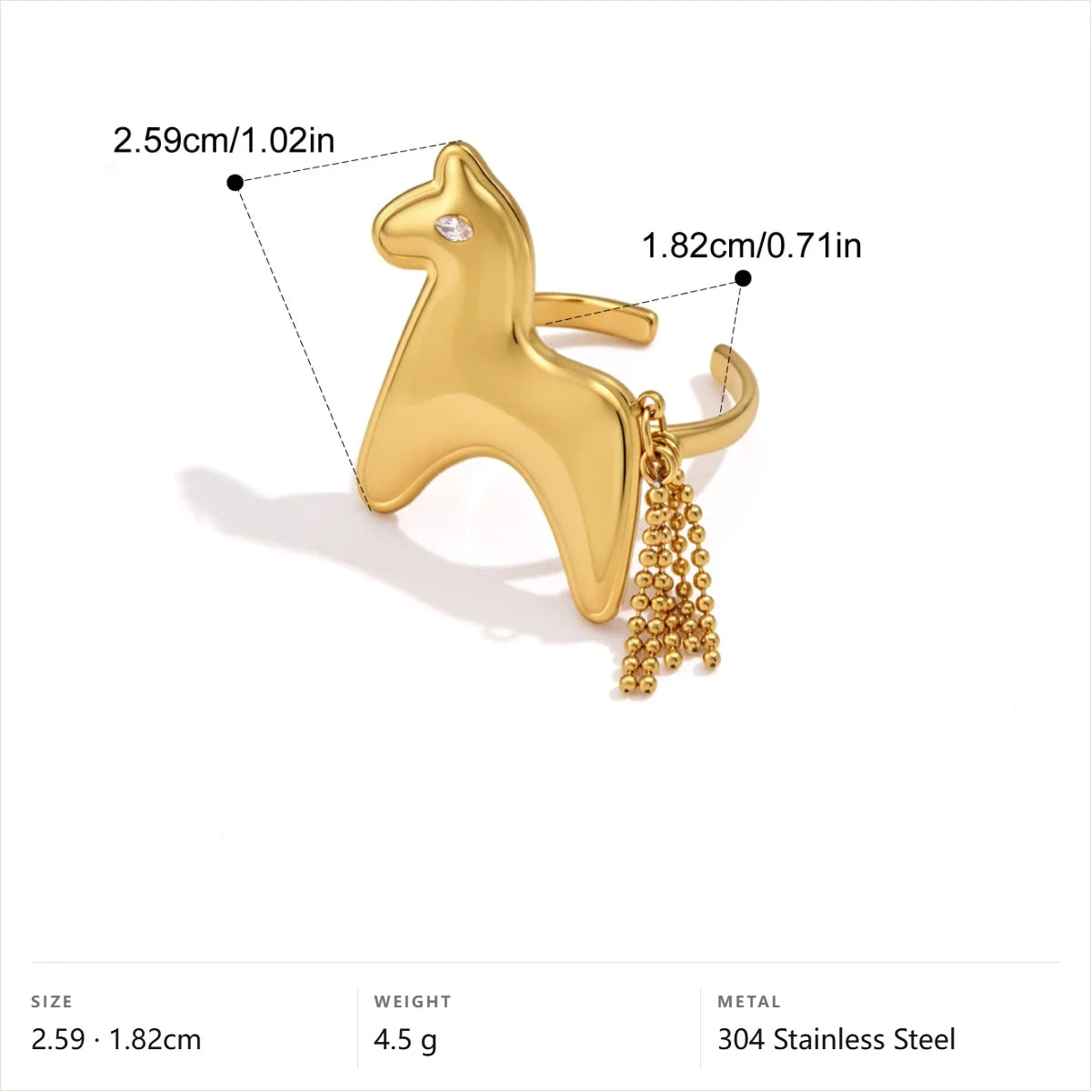 Chunky Horse Tassel Charm Ring — Horse Tassel Charm · Gold