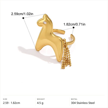 Chunky Horse Tassel Charm Ring — Horse Tassel Charm · Gold