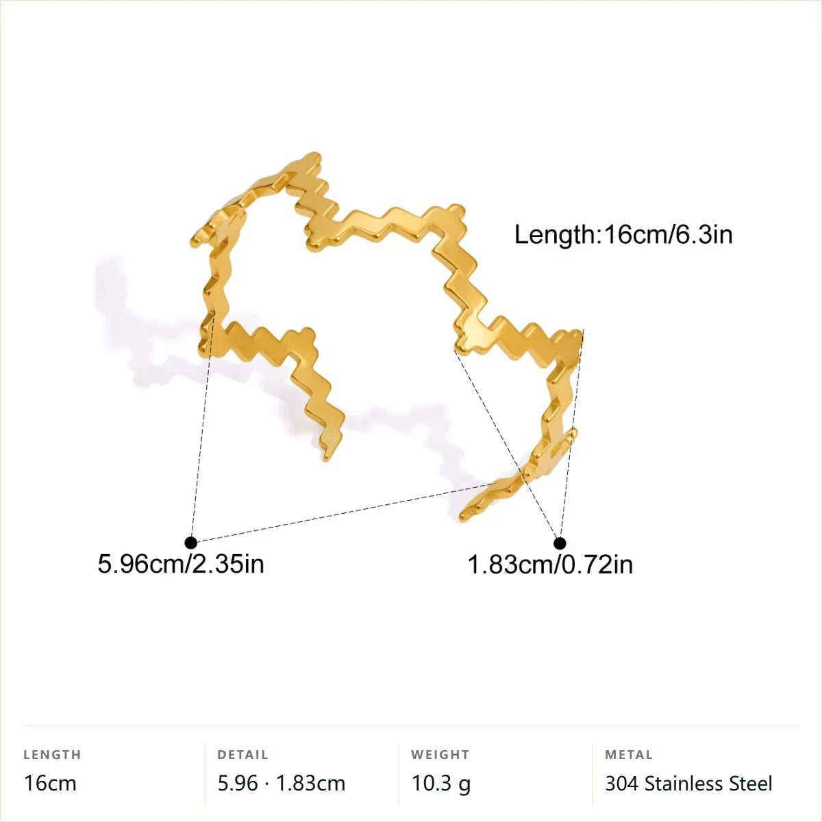 Chunky Zigzag Chain Bracelet — Single Row Zigzag · Gold