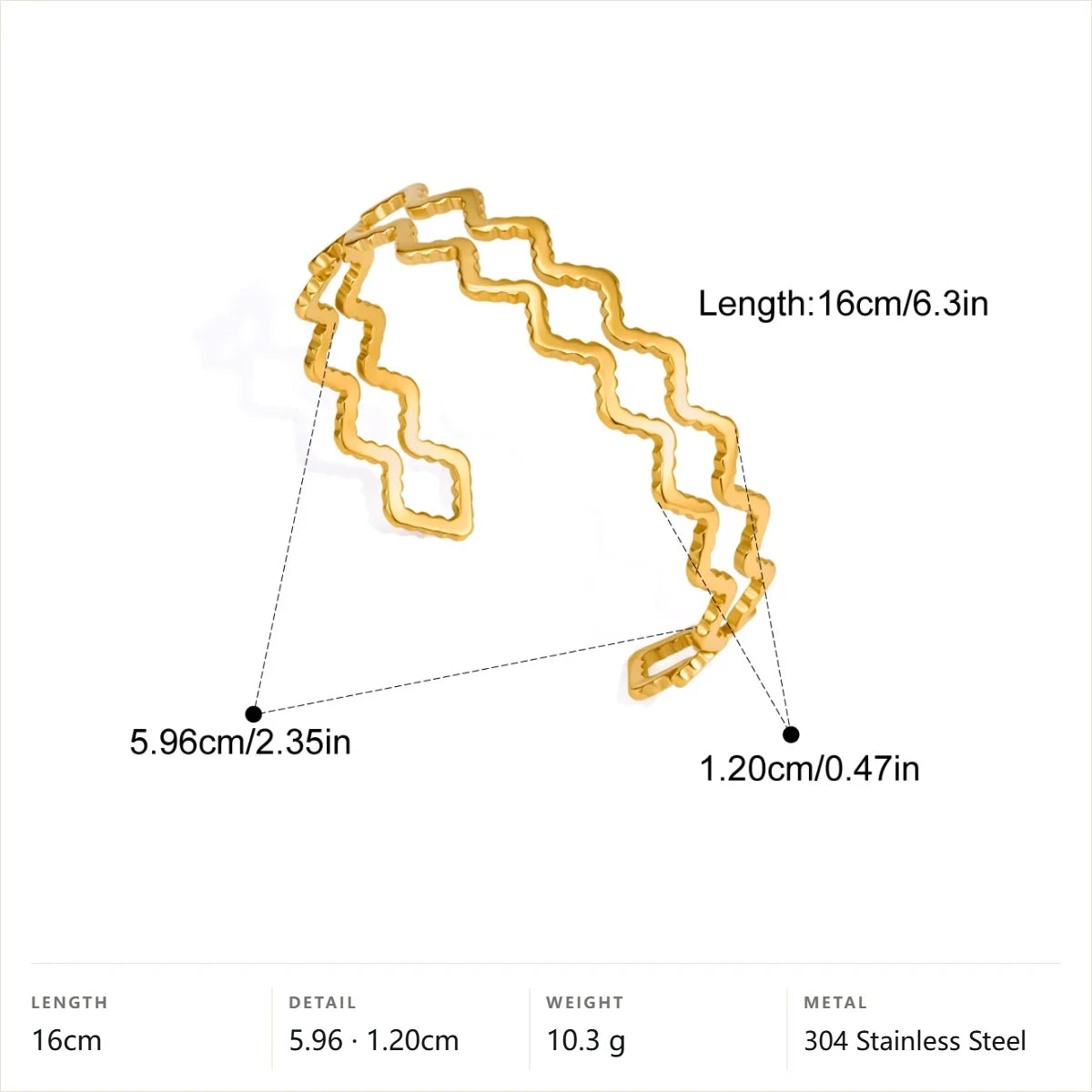 Chunky Zigzag Chain Bracelet — Double Row Zigzag · Gold