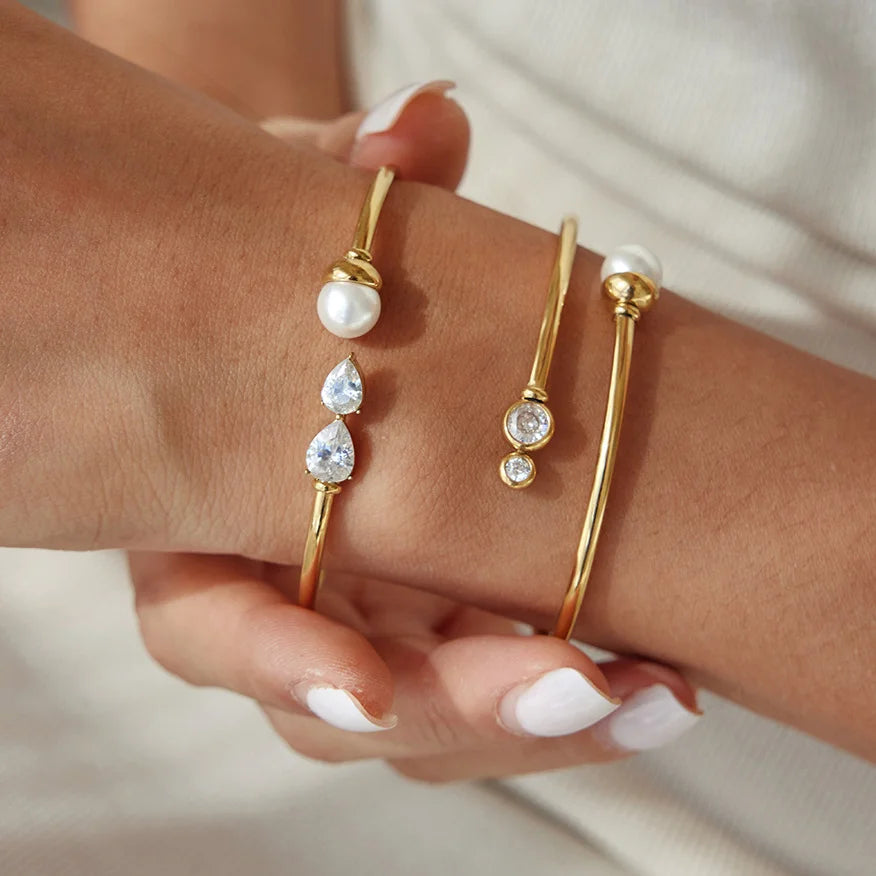Marquise CZ Pearl Bangle — view 2