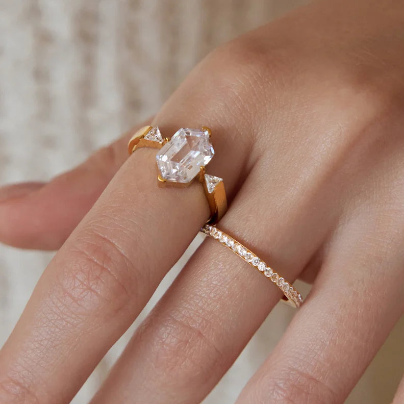 Emerald Cut Trilogy Ring