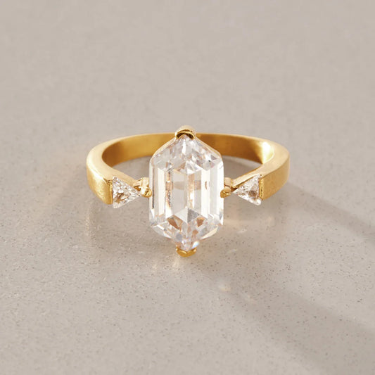 Emerald Cut Trilogy Ring — view 2