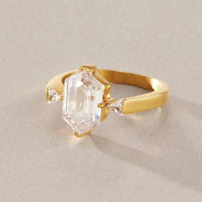 Emerald Cut Trilogy Ring — view 3