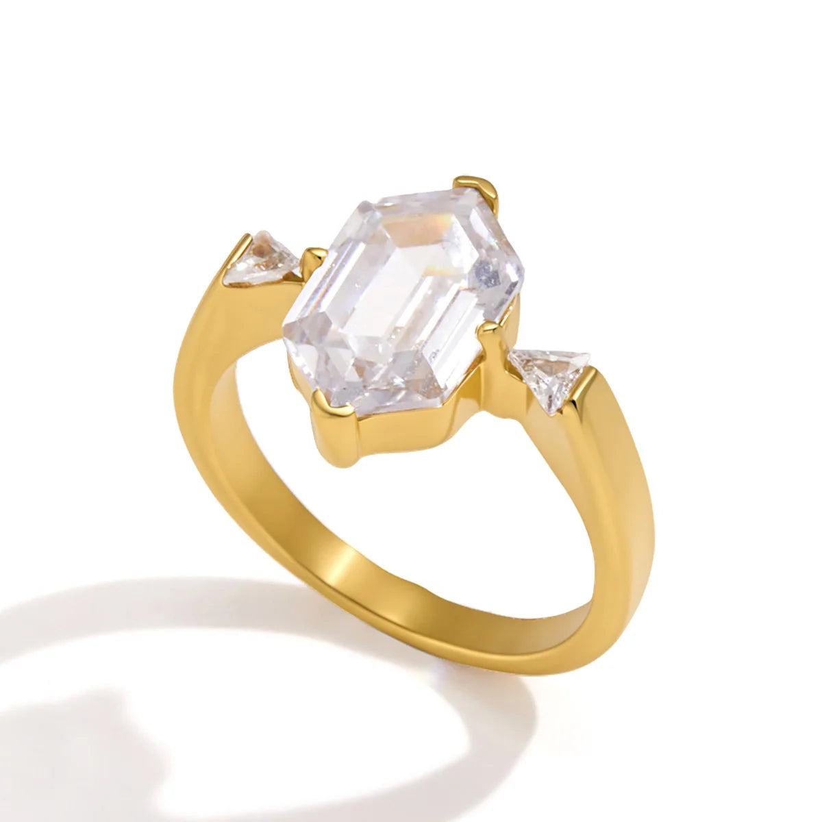 Emerald Cut Trilogy Ring — view 5