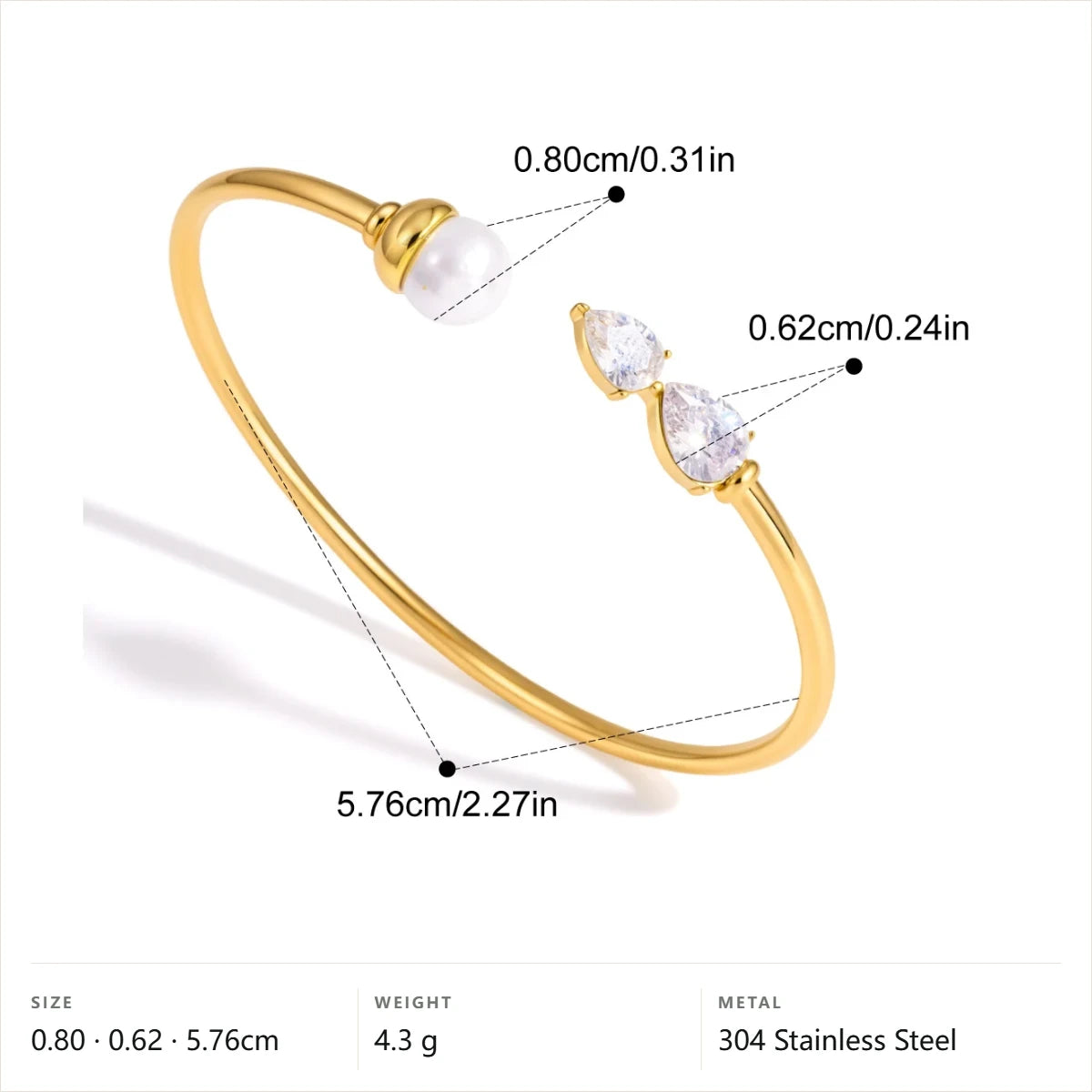 Marquise CZ Pearl Bangle — Marquise CZ Pearl Bangle · Gold