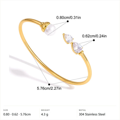 Marquise CZ Pearl Bangle — Marquise CZ Pearl Bangle · Gold