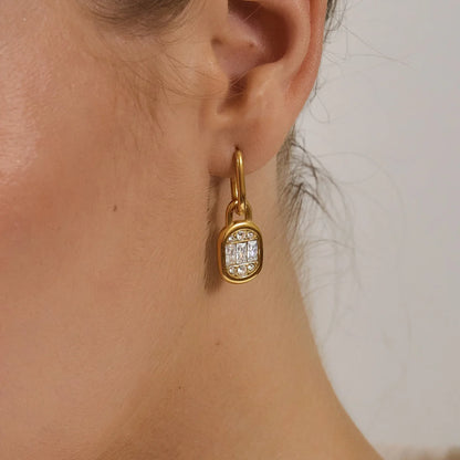 Baguette Lock Pendant and Hoop Set — view 3