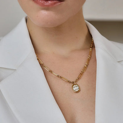 Baguette Lock Pendant and Hoop Set — view 2