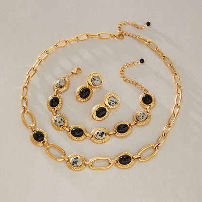 Alternating Oval Stone Jewelry Set