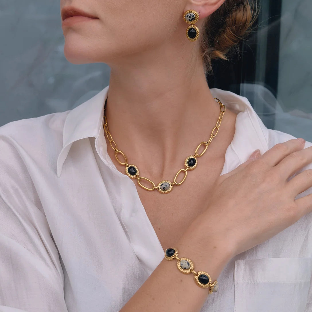 Alternating Oval Stone Jewelry Set — view 2