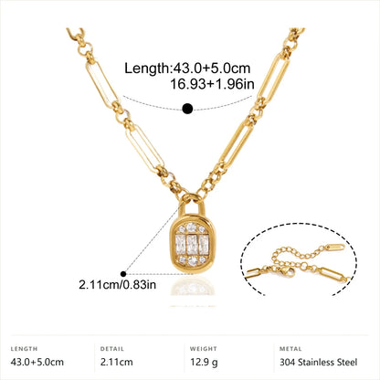 Baguette Lock Pendant and Hoop Set — Baguette Lock Pendant Necklace · Gold