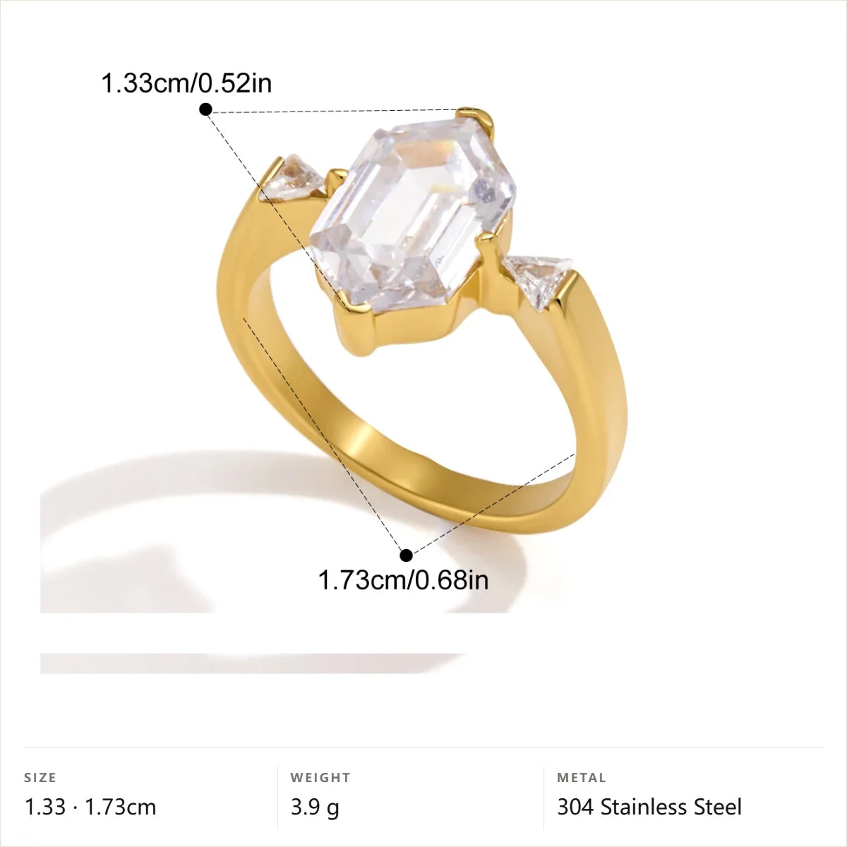 Emerald Cut Trilogy Ring — Emerald Cut Trilogy Ring · Gold · 6