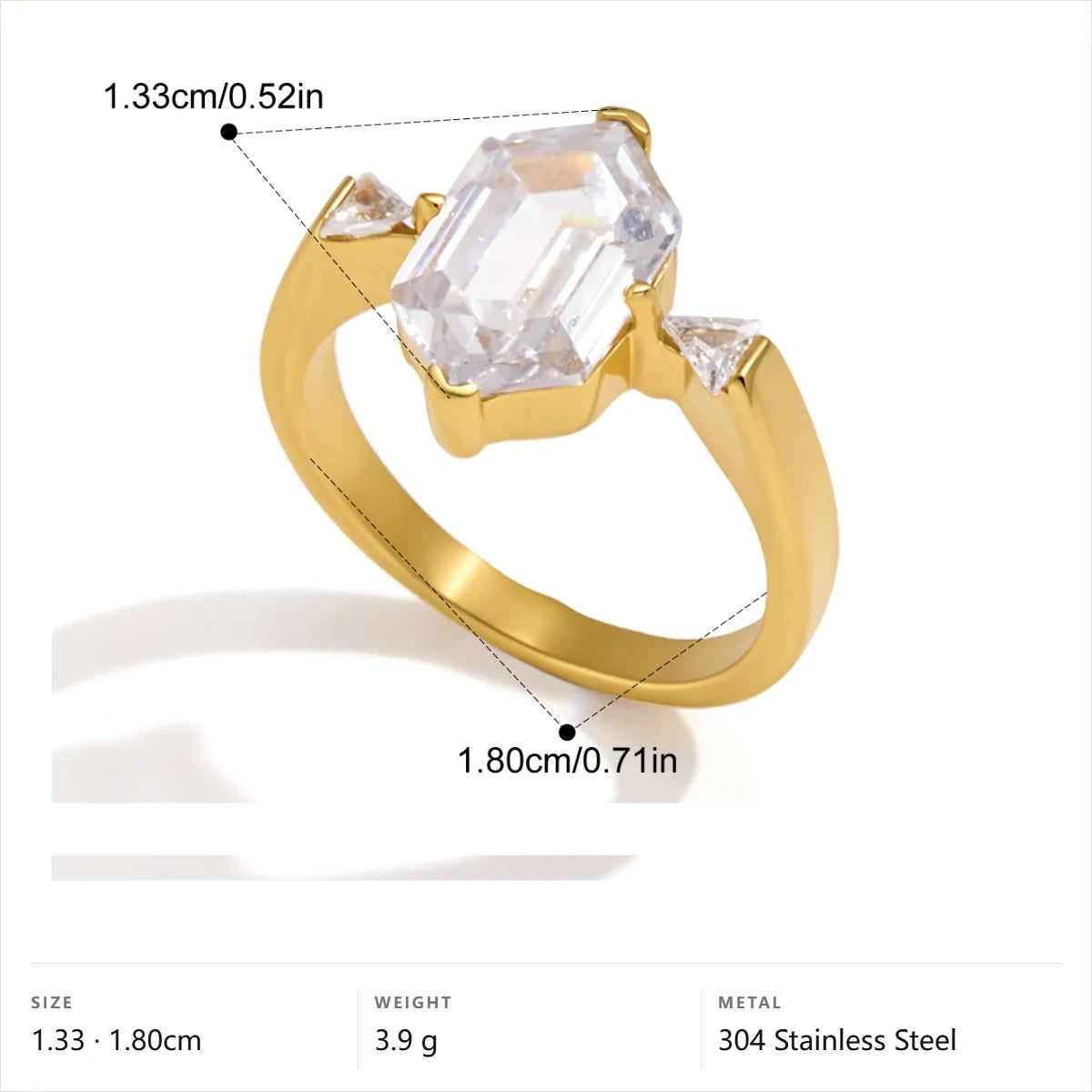 Emerald Cut Trilogy Ring — Emerald Cut Trilogy Ring 7 · Gol · 7