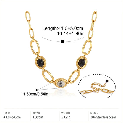 Alternating Oval Stone Jewelry Set — Alternating Oval Stone Necklace · Gold