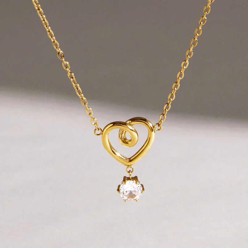 Open Heart Solitaire Necklace