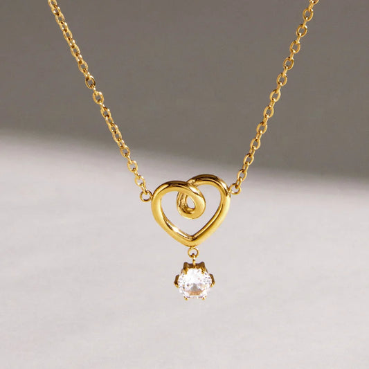 Open Heart Solitaire Necklace
