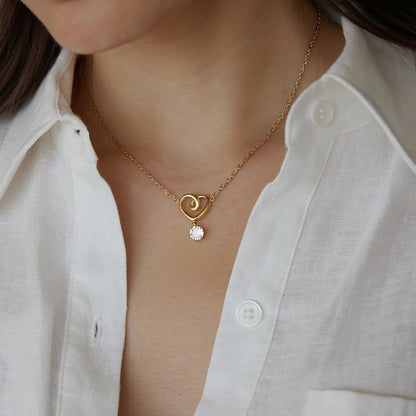 Open Heart Solitaire Necklace — view 3