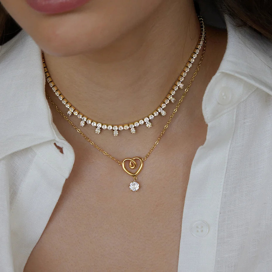 Open Heart Solitaire Necklace — view 2