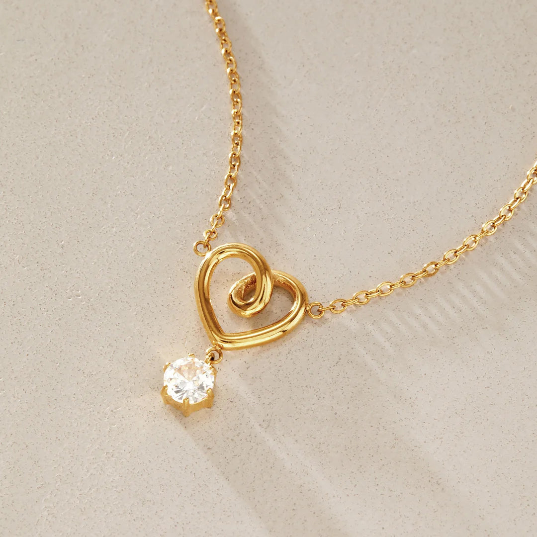 Open Heart Solitaire Necklace — view 4