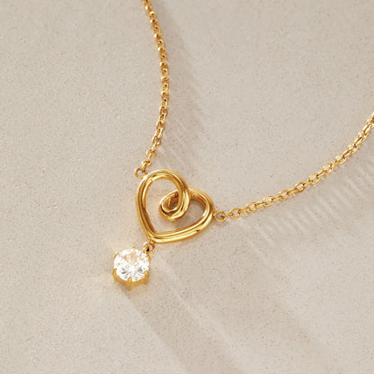 Open Heart Solitaire Necklace — view 4