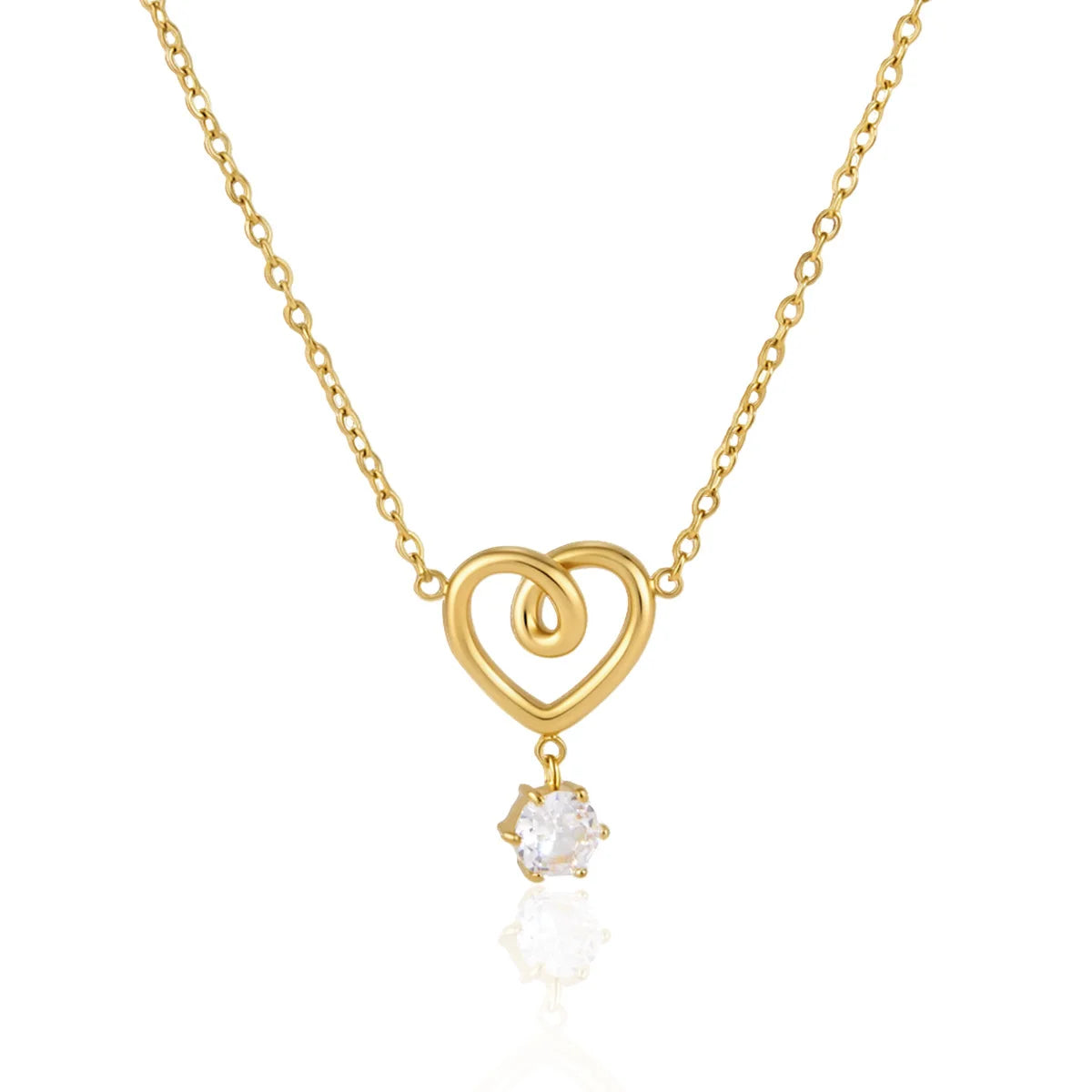 Open Heart Solitaire Necklace — view 5
