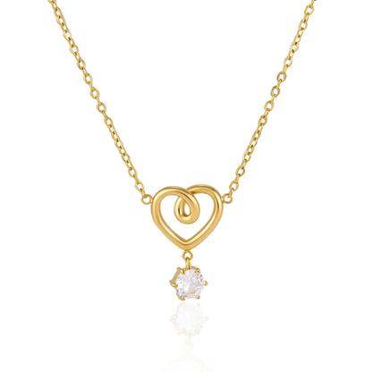 Open Heart Solitaire Necklace — view 5