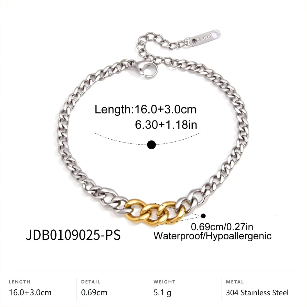 Two-Tone Curb Link Jewelry Set — Curb Link Bracelet · Two Tone