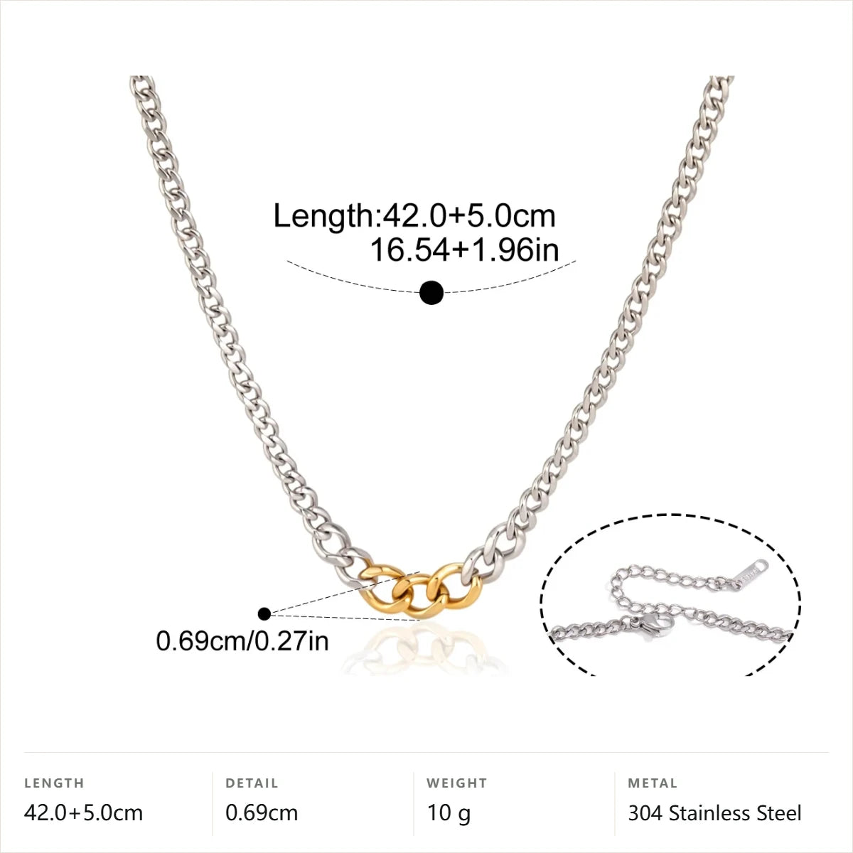 Two-Tone Curb Link Jewelry Set — Curb Link Necklace · Two Tone
