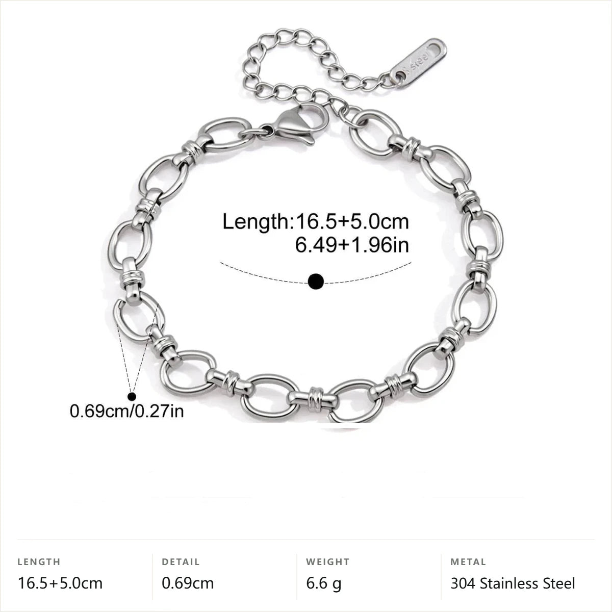 Two-Tone Curb Link Jewelry Set — Oval Link Bracelet · Silver
