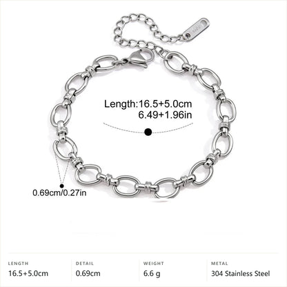Two-Tone Curb Link Jewelry Set — Oval Link Bracelet · Silver