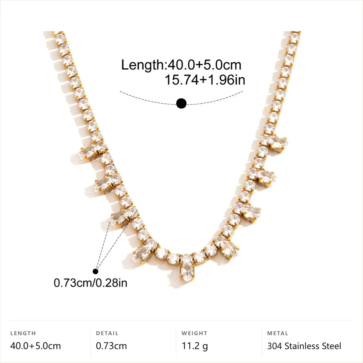 Open Heart Solitaire Necklace — Rectangular Crystal Tennis Necklace · Gold