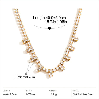 Open Heart Solitaire Necklace — Rectangular Crystal Tennis Necklace · Gold