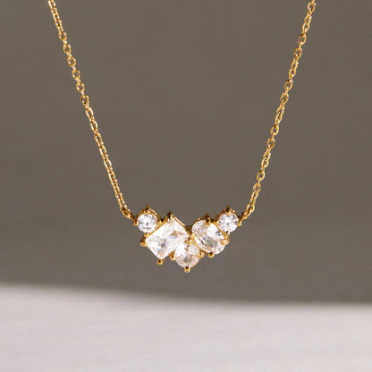 Curved Cluster Bar Necklace