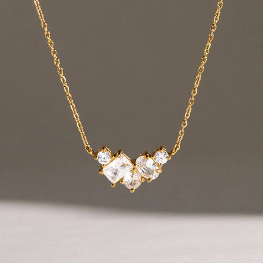 Curved Cluster Bar Necklace