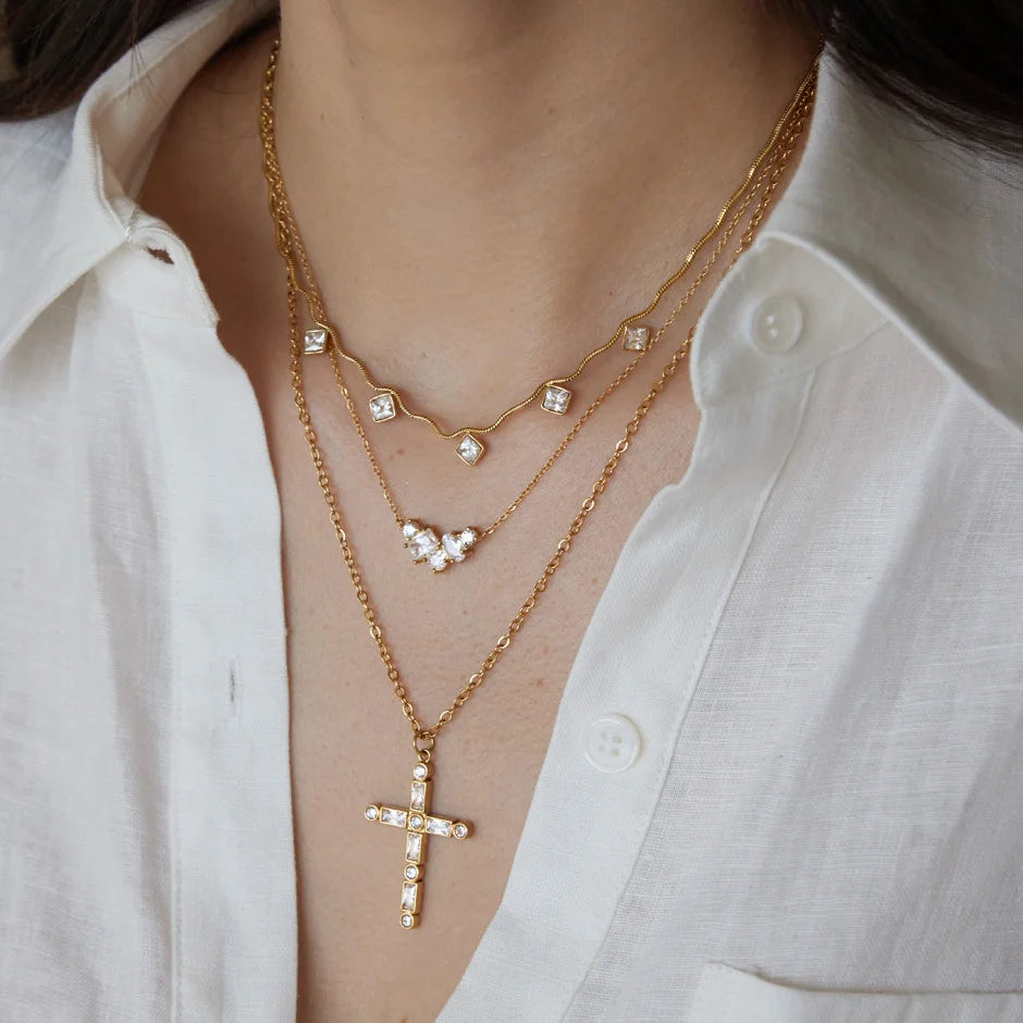 Curved Cluster Bar Necklace — view 2