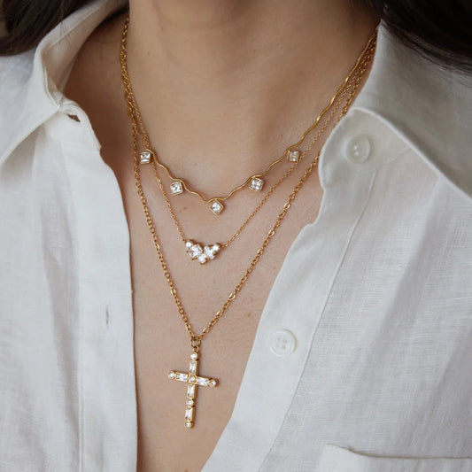 Curved Cluster Bar Necklace — view 2