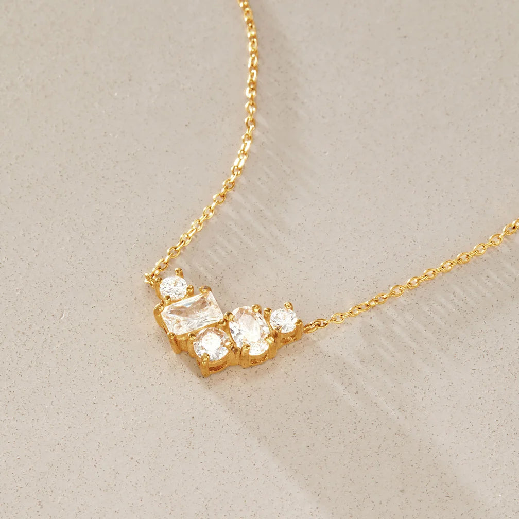 Curved Cluster Bar Necklace — view 4