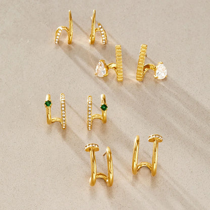 Geometric Zircon Hoop Earrings