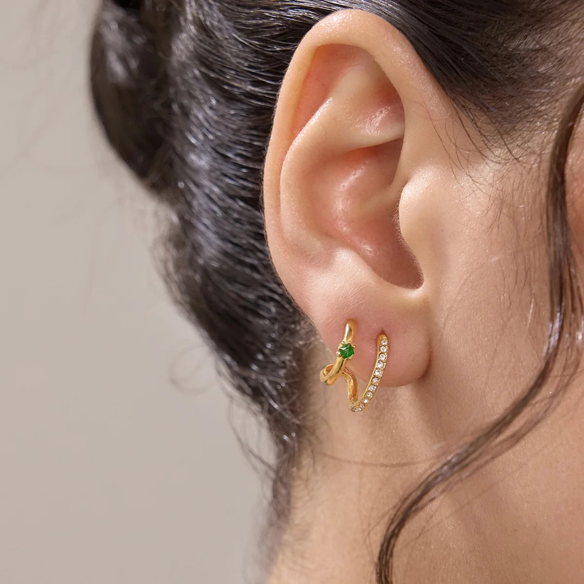 Geometric Zircon Hoop Earrings — view 2