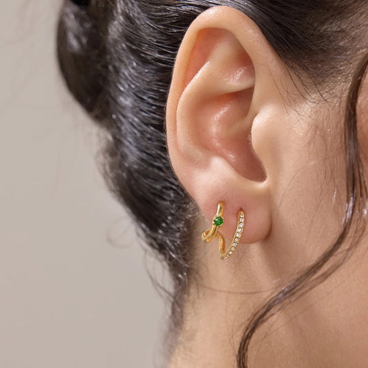 Geometric Zircon Hoop Earrings — view 2