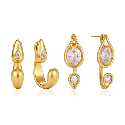 Oval Drop Curved Hook Earrings — view 5