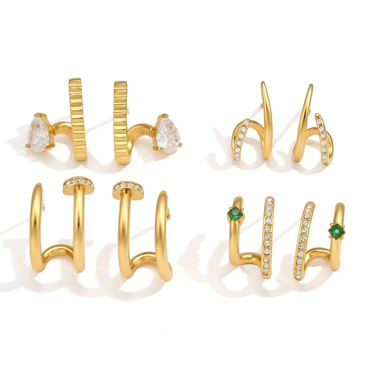 Geometric Zircon Hoop Earrings — view 5