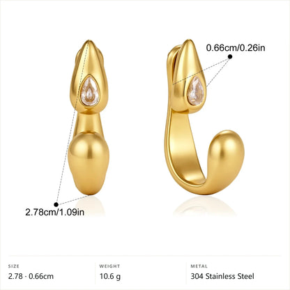 Oval Drop Curved Hook Earrings — Pear Curved Hook · Gold