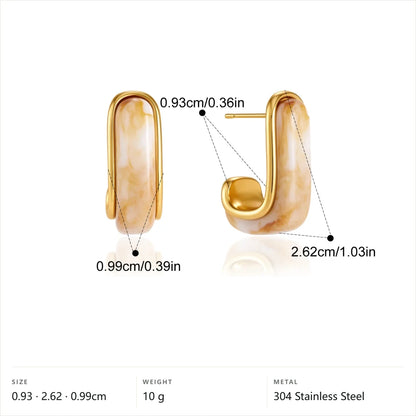 Chunky Resin Hoops — Cream Marble Chunky Hoop · Gold